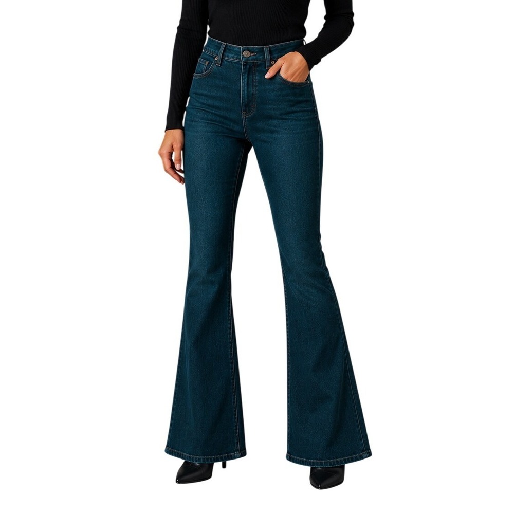 Paige Dark Teal High Rise Flare Denim Jeans Women's 32